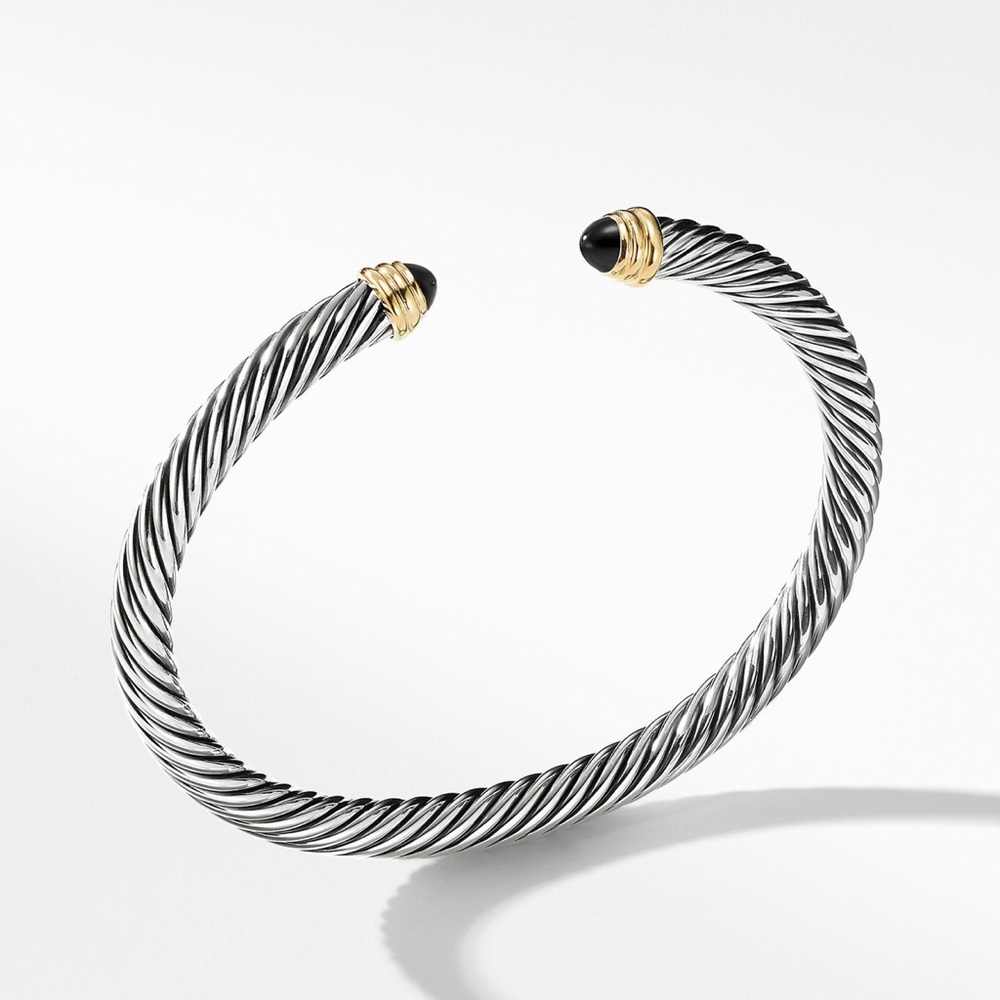 David Yurman Cable Classic Bracelet with Black Onyx and 14k Yellow Gold, Small